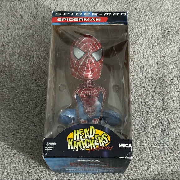 2002 Neca Spiderman Head Knocker Bobble Head Vintage RARE HTF New in Box - Picture 2 of 9